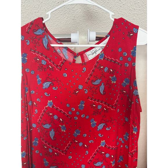 BN#50 Studio Ease Red Floral Paisley Sleeveless Maxi Dress Size 18W - Picture 2 of 7